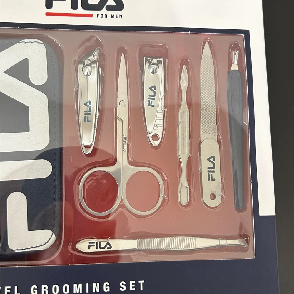 Fila 8-Piece Travel Grooming Kit NIB Toiletry Set Organizer Case